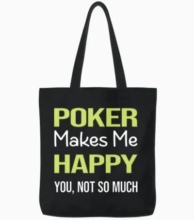 Funny Happy Poker Tote Bags - Black