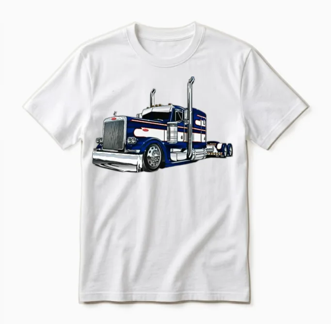 Truck Blue Unisex T-Shirt in White