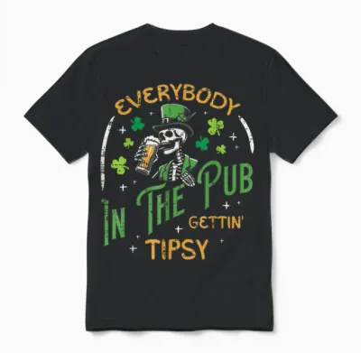 Everybody Irish Skeleton Funny St Patricks Day Men Women Unisex T-Shirt - Black