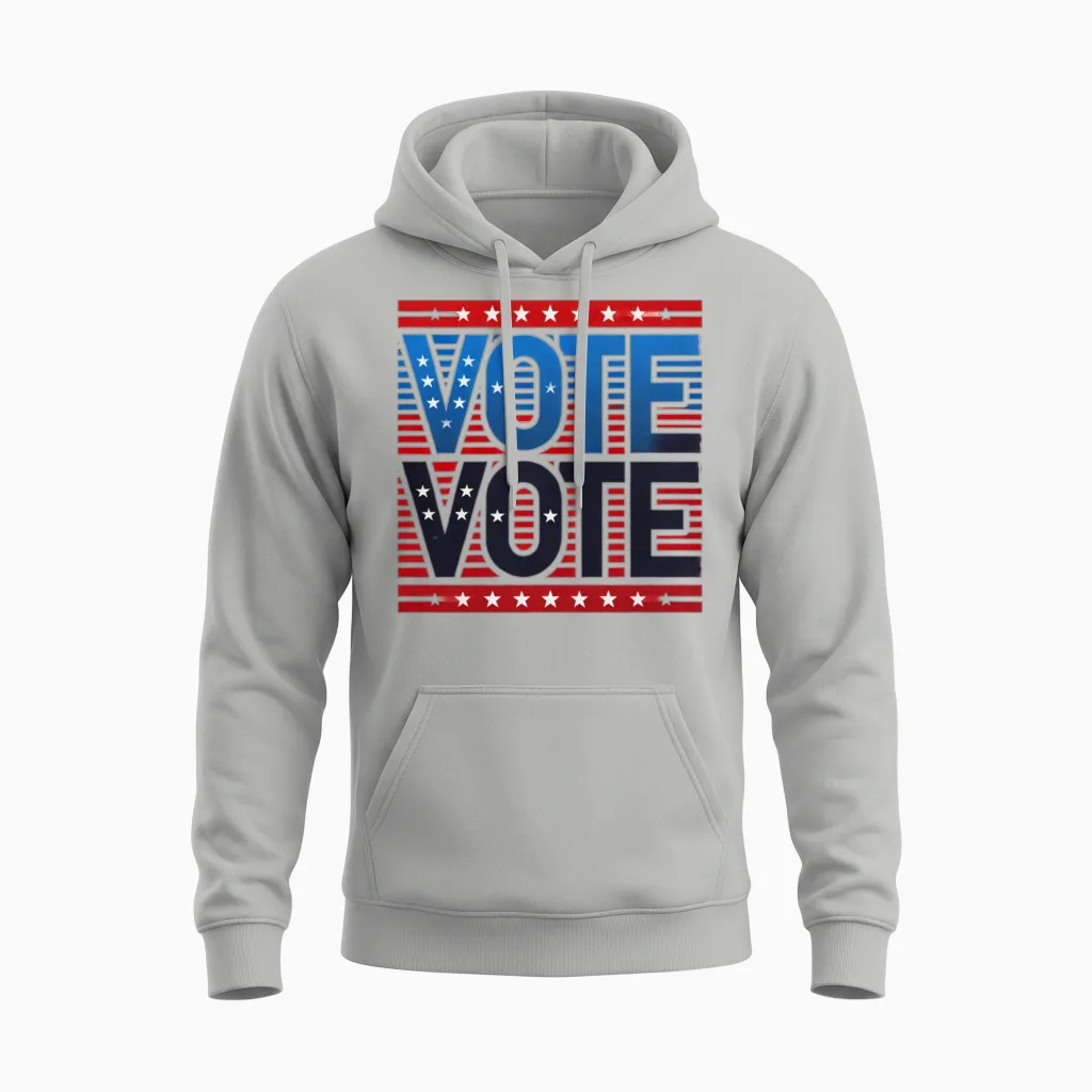 Vote Retro Style Unisex Hoodie in Ash