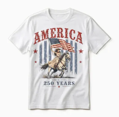 America 250 Years Patriotic Cowgirl 4th July for Girl Women Unisex T-Shirt - White