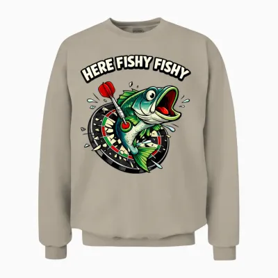 Lustiges Big Fish Motiv Für Dartspieler | Fisch & Bullseye Unisex Sweatshirt - Sand