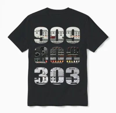 303 808 909 Music History Unisex T-Shirt - Black
