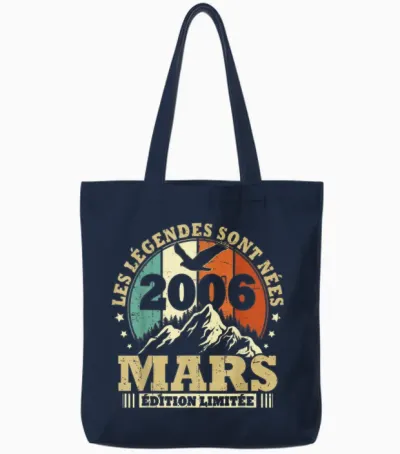 Les Légendes Sont Nées En Mars 2006, Anniversaire 20 Ans Tote Bags - Navy
