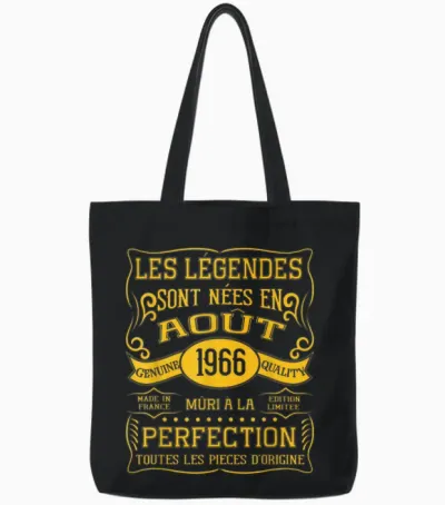 Legends Are Born in August 1966 59th Birthday Tote Bags - Black