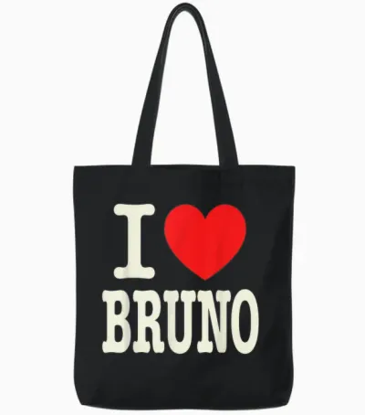 Ich Liebe Bruno T-Shirt Name Freund I Love Bruno Heart Tote Bags - Black