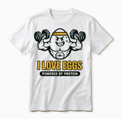 I Love Eggs – Protein Powered Gym Humor Unisex T-Shirt - White