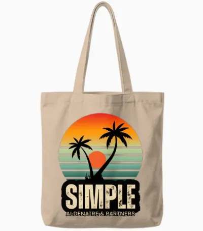 Simple Sunset Palm Logo Tote Bags - Natural