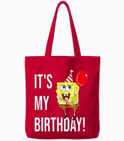 Mademark X Spongebob Squarepants - Spongebob - It's My Birthday! Tote Bags - Red