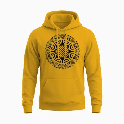 Hawaiian Maori Tribal Polynesian T-Shirt, Grey, S Unisex Hoodie - Gold