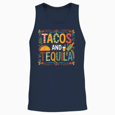 Tacos and Tequila Funny Drinking Taco Mexican Food Lover Unisex Tank Top - Navy