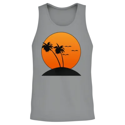 Sunset with Palm Trees Retro Unisex Tank Top - Sport Grey