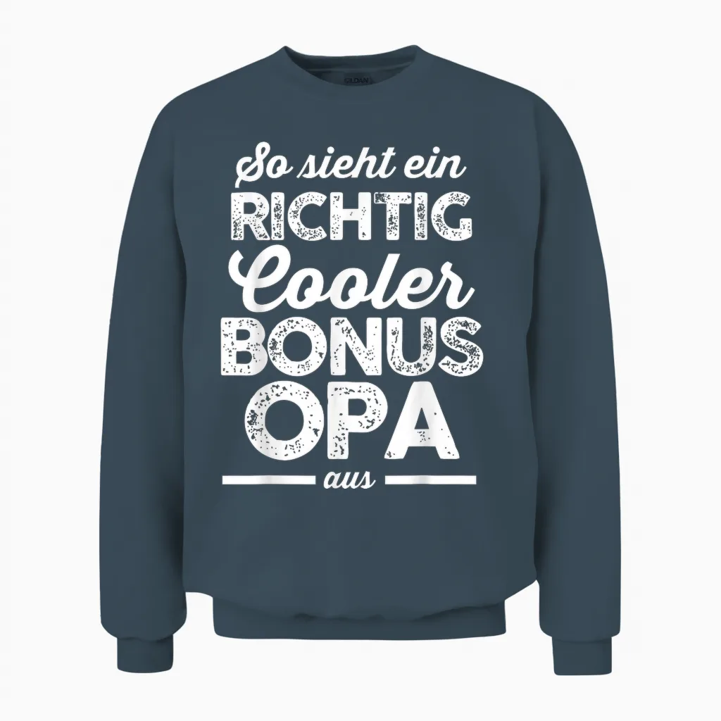 Men's T-Shirt with German Text "ein Richtig Cool Bonus Grandpa Bonus Grandpa Family, Black, S Unisex Sweatshirt in Dark Heather