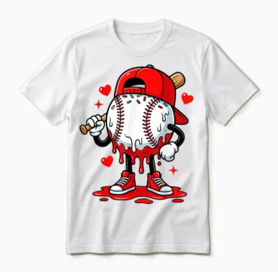 Baseball Drip Icecream Apparel Youth Boy Valentine Unisex T-Shirt - White