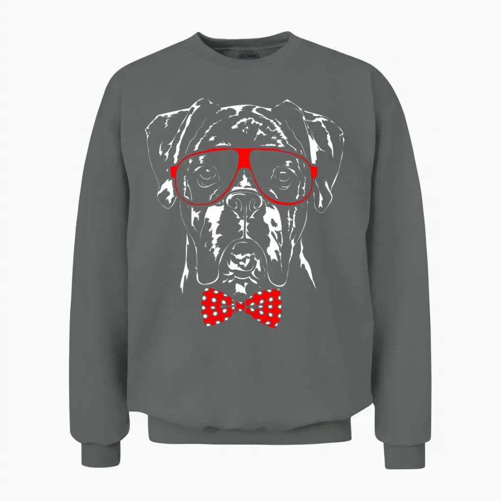 Funny German Boxer Dog Smart Dog Clever Dog Unisex Sweatshirt in Graphite Heather