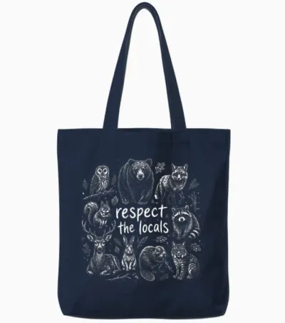 Respect the Locals Funny Animals Randonnée Camping Tote Bags - Navy