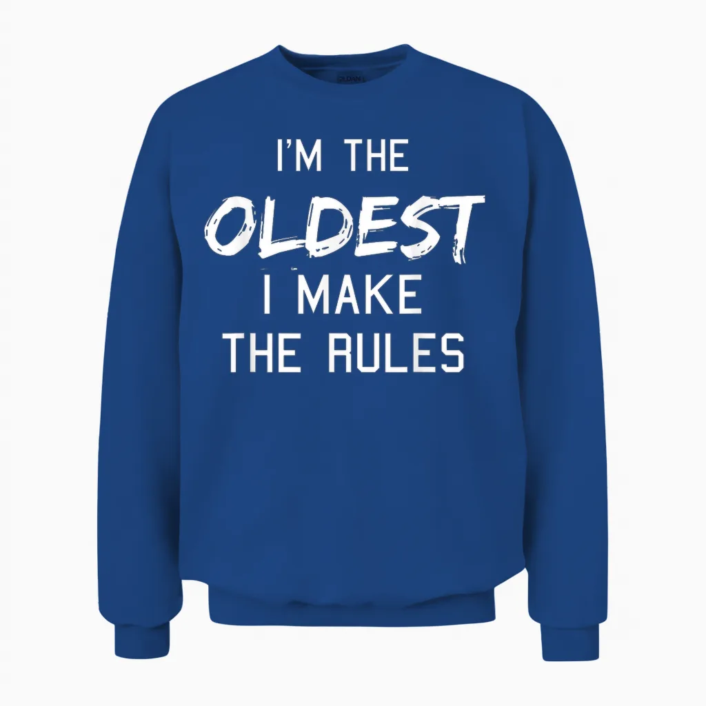 Oldest Child Shirt I Make the Rules Funny Matching Siblings Unisex Sweatshirt in Royal