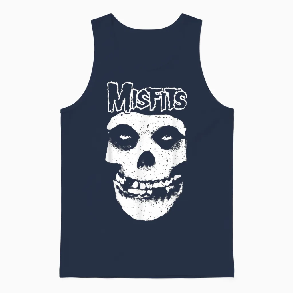 Misfits - Misfit Skull Logo T-Shirt, Black Unisex Tank Top in Navy