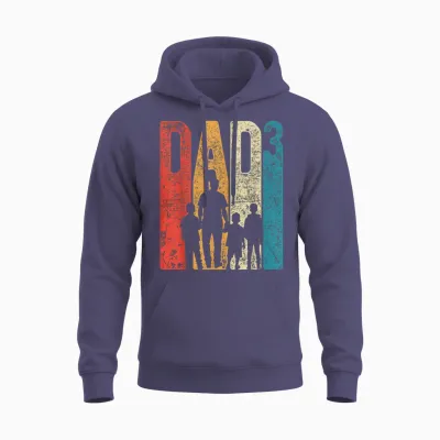 Dad Squared Vatertag Drei Jungen Drei Söhne Vater Retro Unisex Hoodie - Heather Sport Dark Navy