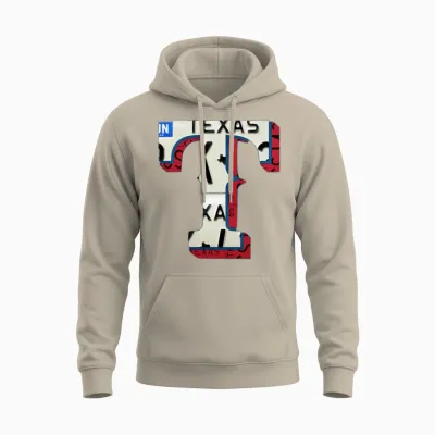 Texas Rangers License Plate Art Unisex Hoodie - Sand