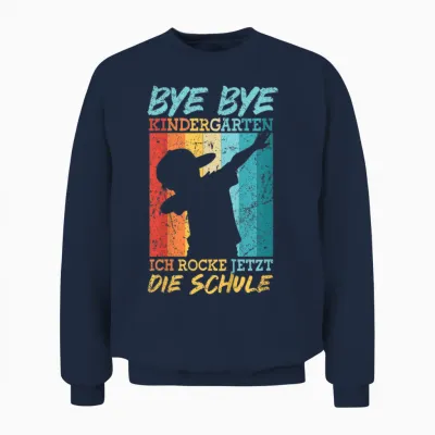 Kinder Bye Kindergarten Dabbing Retro Schulanfang Kita Abschied Unisex Sweatshirt - Navy