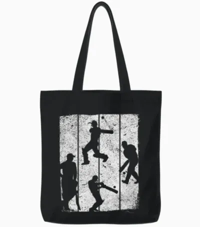 Cricket Retro Cricket Silhouette Retro Cricket Tote Bags - Black
