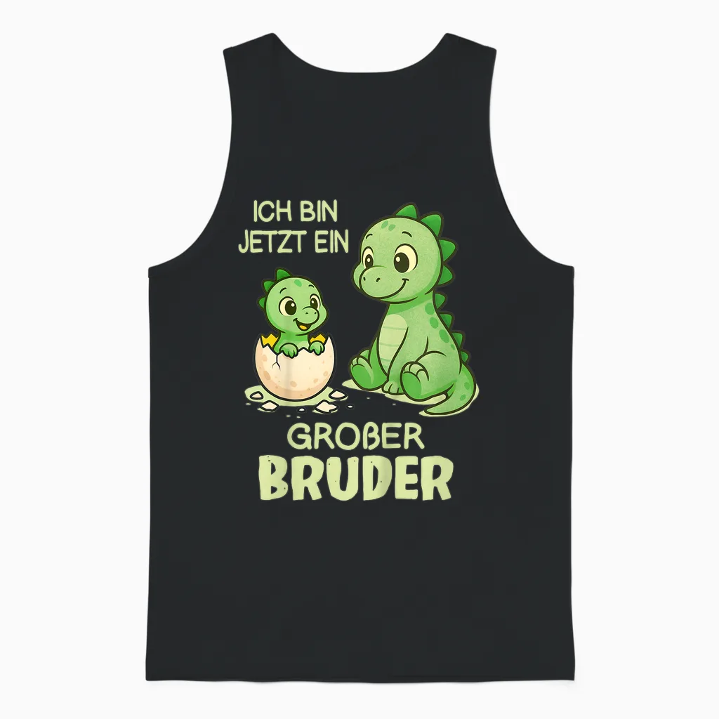 Children's Dino Siblings Baby T-Shirt with German Text "ich Bin Jetzt Ein Großer Bruder" [, Black, S Unisex Tank Top in Black