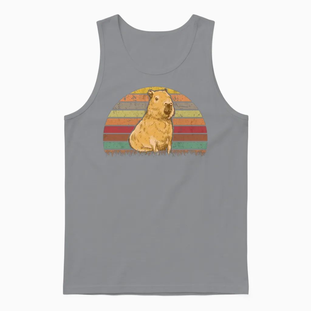 Capybara Retro Vintage Unisex Tank Top in Sport Grey