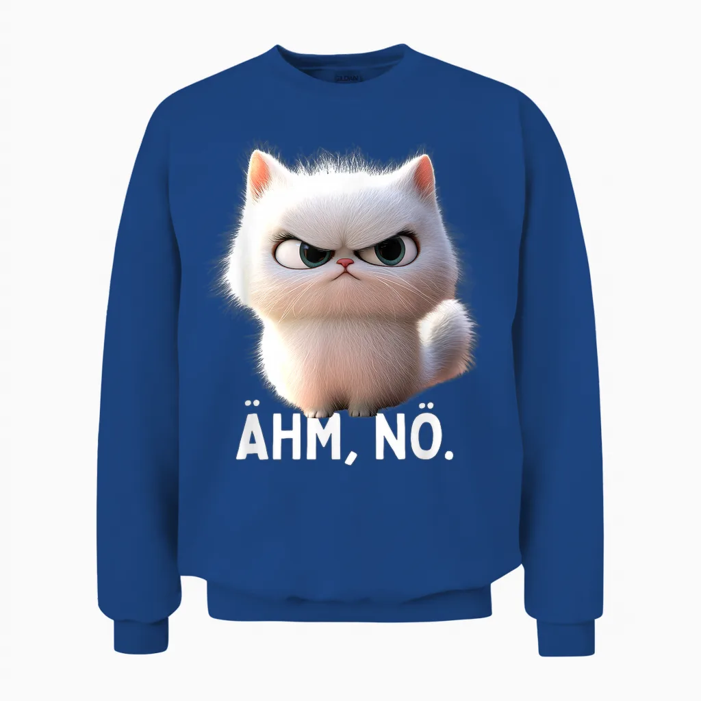 Ehm Nö Cat No Lazy Sloth Neinsagen Nö Cat T-Shirt, Black Unisex Sweatshirt in Royal
