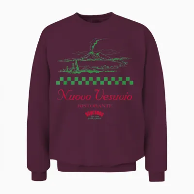 Logo Nuovo Vesuvio T-Shirt, White, S Unisex Sweatshirt - Maroon