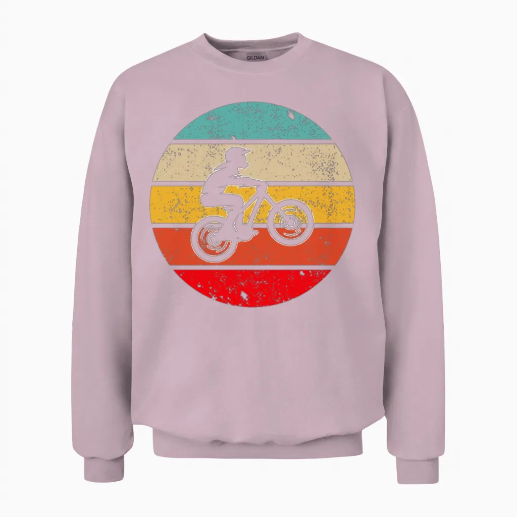 Mountainbike Retro Unisex Sweatshirt in Light Pink