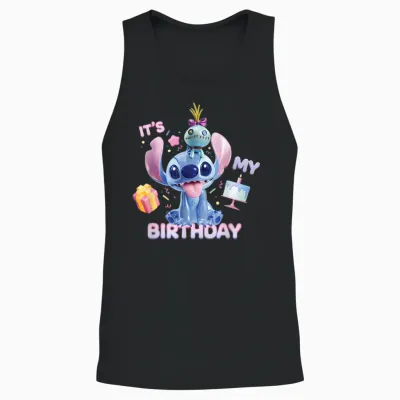 Disney Stitch & Scrump It's My Birthday Party Unisex Tank Top - Black