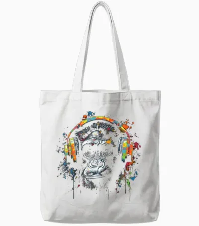 Affe Musik Bunte Musiker Tier Thema Tier Dschungel Kunst Affe Tote Bags - White