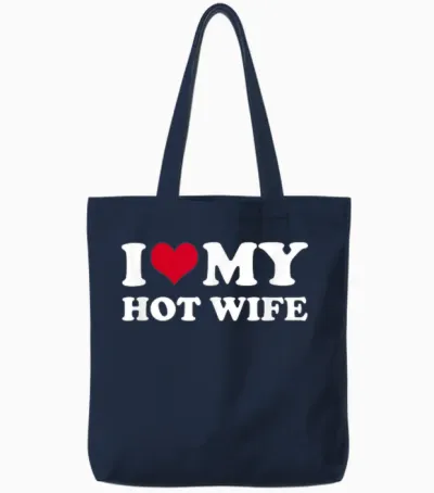 I Love My Hot Wife Tote Bags - Navy