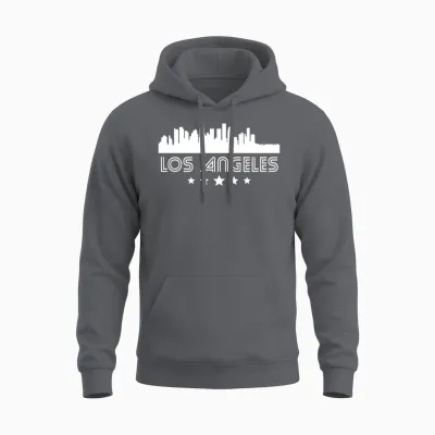 Retro Los Angeles Skyline Unisex Hoodie - Charcoal