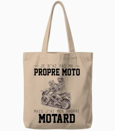 I Don't Have My Own Motorcycle but I Have My Own Biker T-Shirt, White, S Tote Bags - Natural