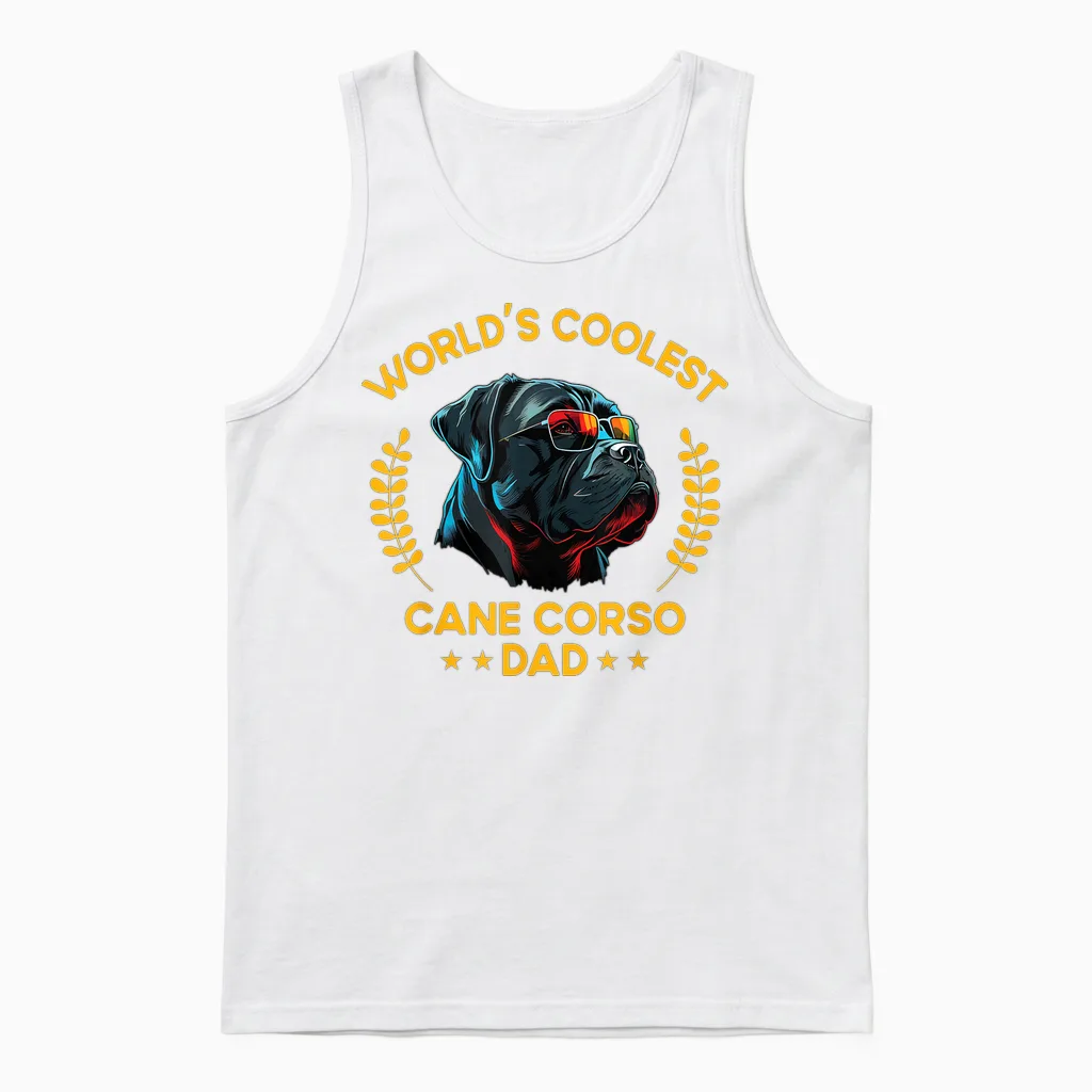 World's Coolest Dog Dad Papa β Herren Cane Corso Unisex Tank Top in White