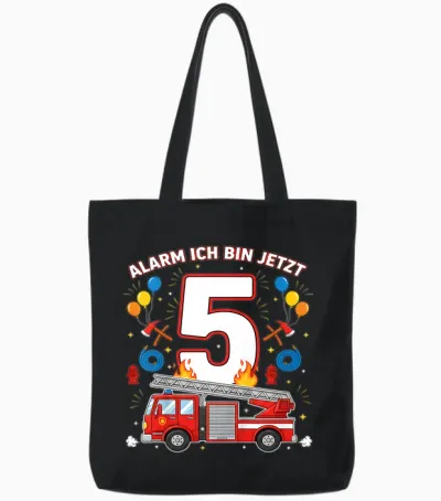 Alarm Ich Bin Jetzt 5 Feuerwehr Auto Kinder Geburtstag Tote Bags - Black