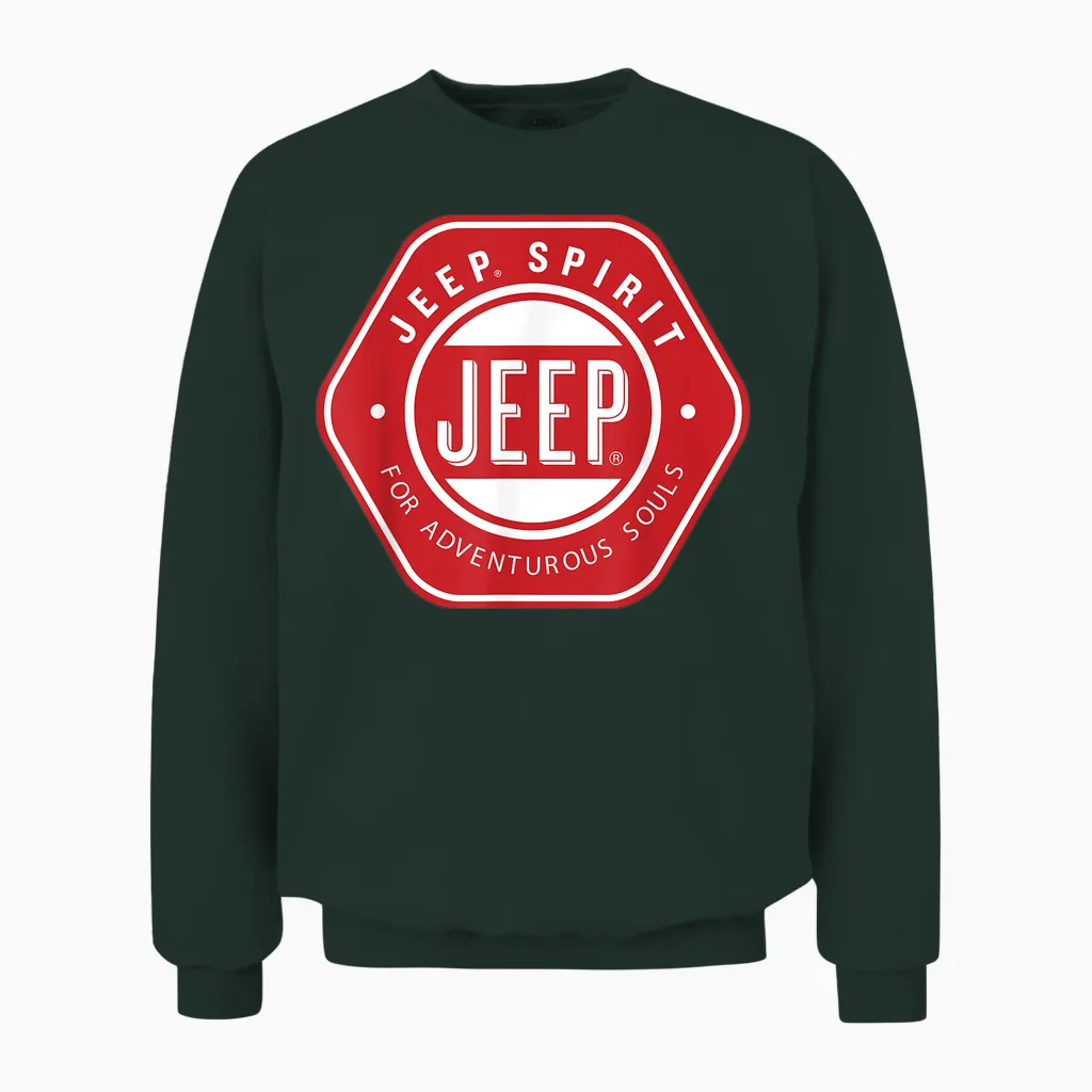 Jeep Spirit for Adventurous Souls T-Shirt, Black, S Unisex Sweatshirt in Forest