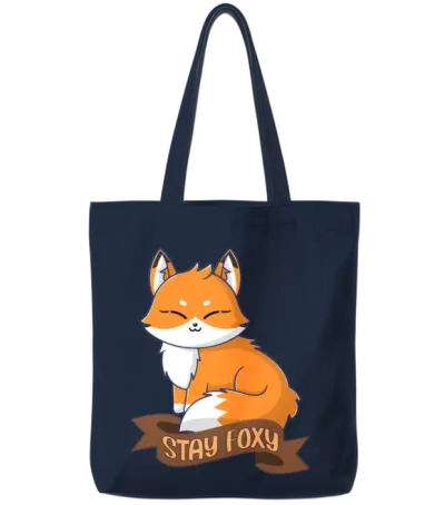 Stay Foxy - Cute Fox Tote Bags - Navy