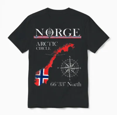 Norge Arctic Circle - Polar North Norway Norway Norwegian Flag T-Shirt, Black Unisex T-Shirt - Black