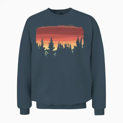 Retro Forest Panorama Sunset Unisex Sweatshirt - Dark Heather