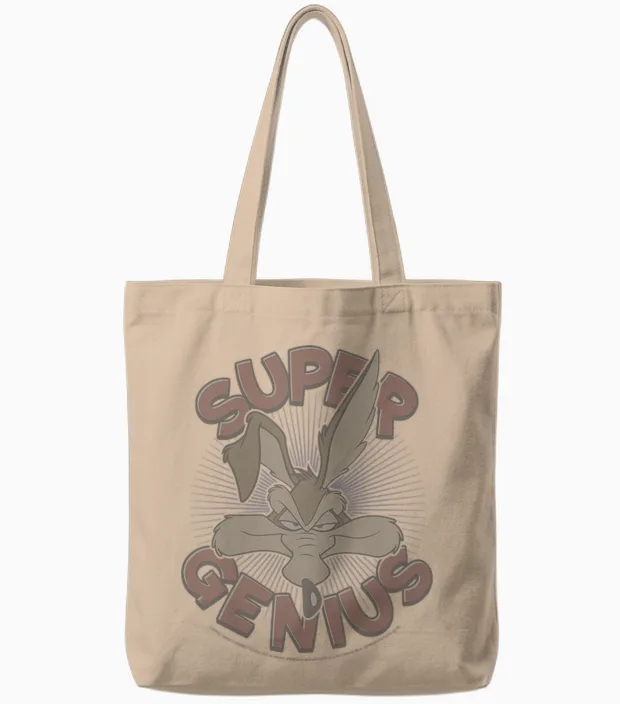Looney Tunes Wile E. Coyote Super Genius Tote Bags in Natural