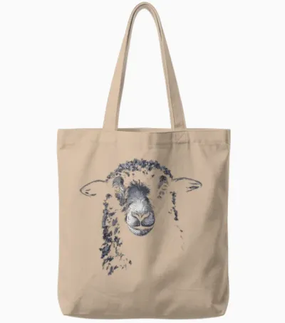 Schaf Gesicht Zeichnung Kunst Tierliebhaber Portrait Motiv Schaf Tote Bags - Natural