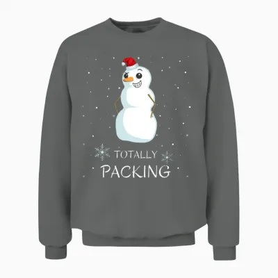 Christmas Men's Snowman Saying Totally Packing Unisex Sweatshirt - Graphite Heather