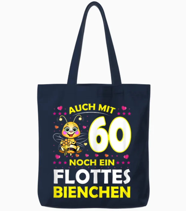 60 Years Fleet Bee 60th Birthday 60th Anniversary T-Shirt, Black Tote Bags in Navy
