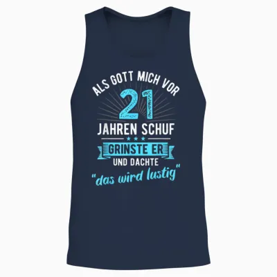 21st Birthday as God Me Ago 21 Years Ago T-Shirt, Black Unisex Tank Top - Navy