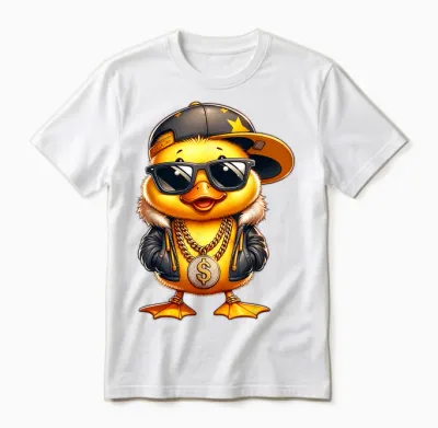 Entchen Designer Designs Cute Duckling Rapper T-Shirt, Unisex Children, Men, Women, Black, S Unisex T-Shirt - White