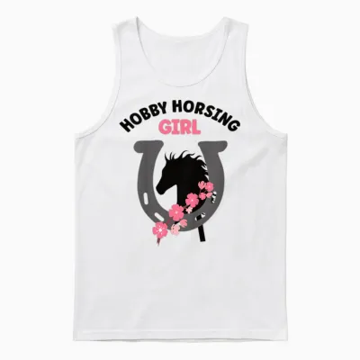 Hobby Horsing Girl Pferde Mädchen Hufeisen Steckenpferde Unisex Tank Top - White