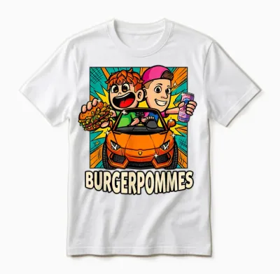 Burger.pommes Pop Art Comic Style Sportwagen Snack Unisex T-Shirt - White